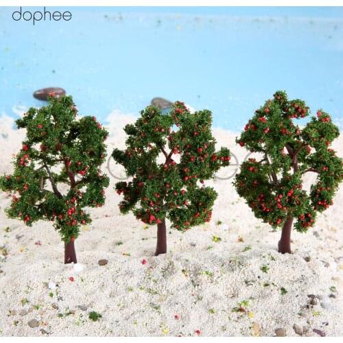 Dophee 10pcs model Red fruit Tree Plastic 110mm Landscape Trees Train Layout Garden Scenery Miniature