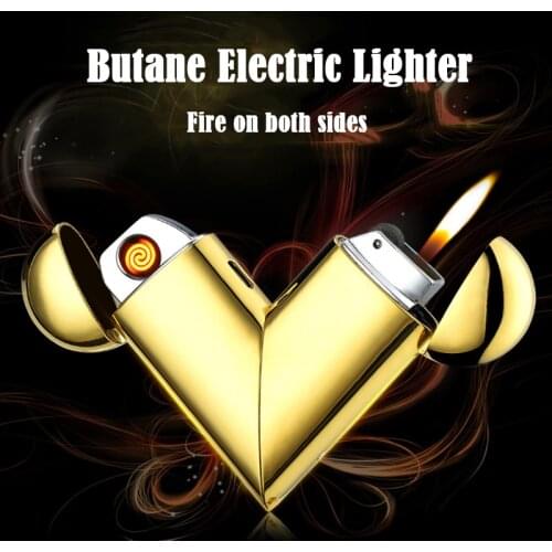 Dual-purpose Gas Electric Rotating Love Heart-shaped Lighter USB Rechargeable Lighter Creative Mens Gadgets Ladies Cool Gifts