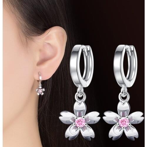 Fanqieliu Luxury Rhinestone Earrings Sterling 925 Silver Dangle Earrings Female Lovely Flower Drop Earrings For Women FQL193239
