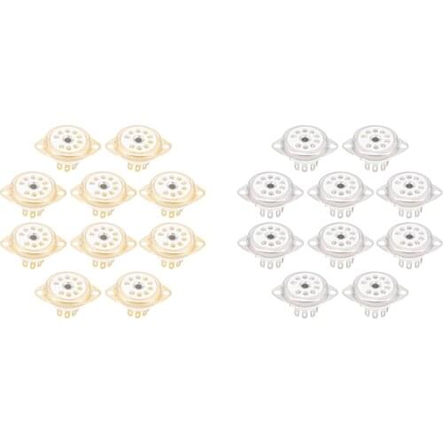 GTBL 10PCS Ceramic B9A 9Pin Vacuum Tube Socket Panel Chassis Mount for ECC81 ECC82 ECC83 EL84 6922 Vacuum Tube