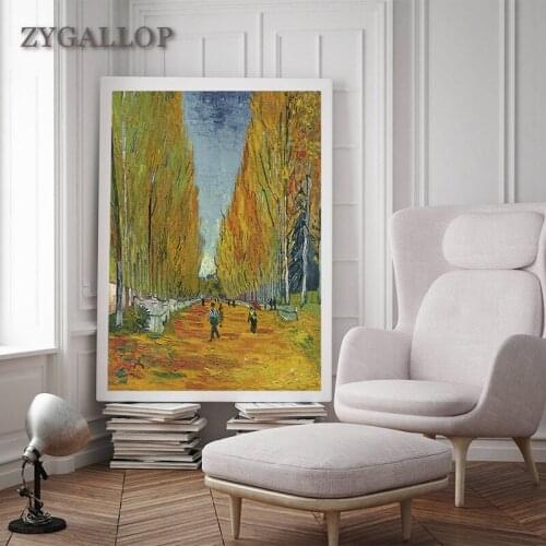 Van Gogh Poplar Road Oil Paintings Print Poster Abstract Canvas Painting Wall Art Posters Wall Pictures Living Room Decoration