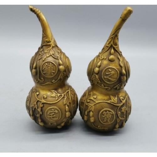 China brass gourd crafts statue A pair