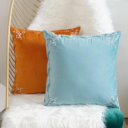 Korean Sweet Small Fresh Pillow Embroidered Flowers Nordic Style Sofa Floral Cushion Cover Pillowcase