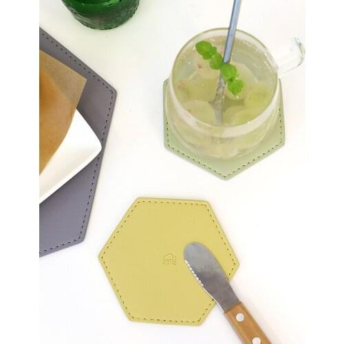 SWEETGO PU leather table mat Insulation pad home table decoration Macarone color caster for coffee/tea/juice kitchen accessory