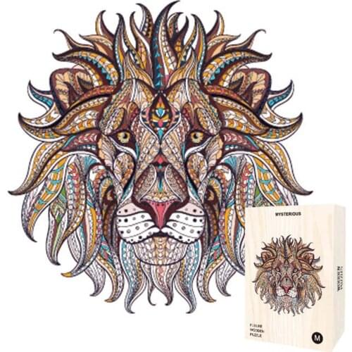 Creativity Jigsaw Puzzle High-quality Basswood Unique Lion Wolf Shape Animal Puzzle Fun Puzzle Game Gift For Adults Kids