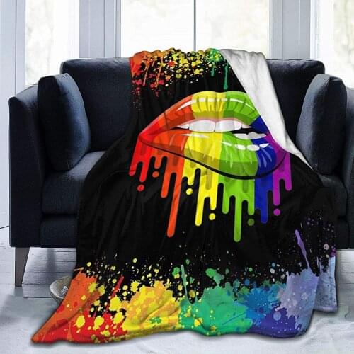 LGBT Pride Lips Black Weighted Blanket Ultra-Soft Micro Fleece Blanket Throw Blankets for Bed Couch Living Room