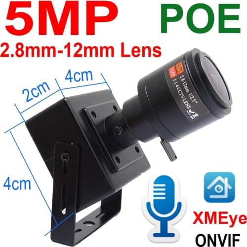 5MP POE Mini Camera 2.8mm-12mm Lens Ip Audio Cctv Security Video Surveillance IPCam Onvif Cctv HD Network Xmeye Home POE Camera