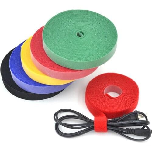 10M DIY Reusable Nylon Cable Ties 10MM Width Manager Winder Cable Clip Ties Velcro Strap Ribbon Wire Office Desktop Management