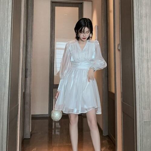 Fashion women cute elegant perspective formal dress new arrival party high quality vintage high quality solid mini a-line dress