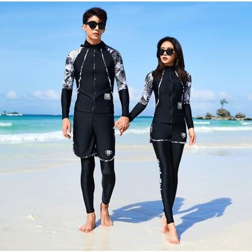 Swimming Clothes For Women Long Sleeve Swimsuits Surf Couple Swimwear Ladies Rashguard Female Sun Bathing Suits Large Size Lycra