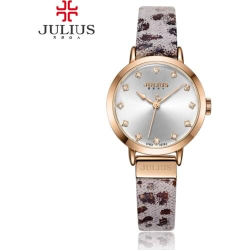 Ladys Womens Watch Japan Quartz Hours Fine Fashion Dress Bracelet Leather Leopard Panther Print Girl Gift Julius