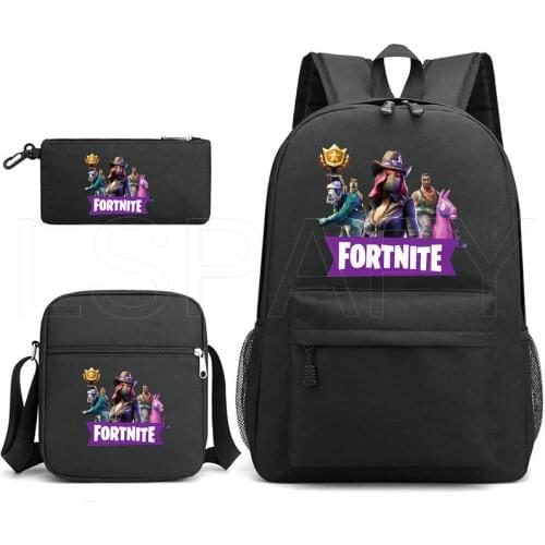 3Pcs FORTNITE Rucksack For Boys School Bag Teenagers Student Backpack Set Unisex Travel Laptop Backpack Canvas Shoulder Bag