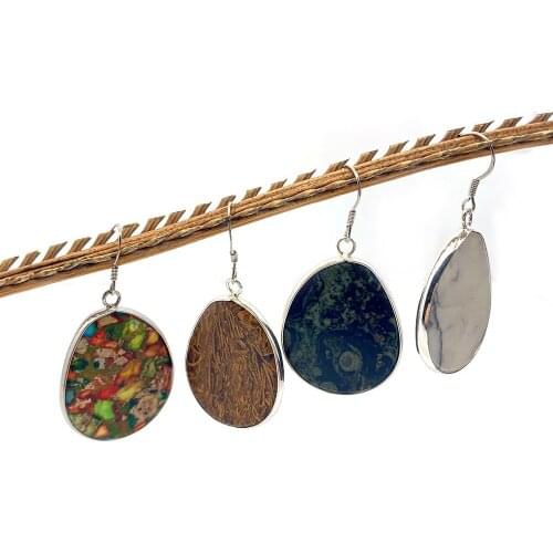 Natural Stone Pendant Earrings Colored Turquoise Irregular Designer Exquisite Earrings Pendant Womens Personalized Accessories