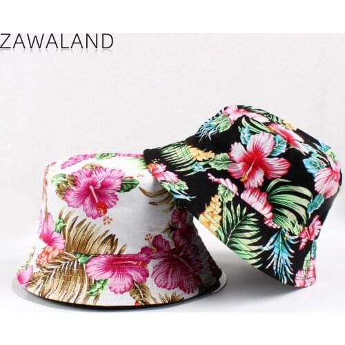 Zawaland Color Floral Print Basin Hat Women Foldable Double-Sided Wearing Fisherman Caps 2021 New Summer Sunscreen Fisherman Hat