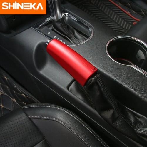 SHINEKA Car Styling Aluminium Alloy Hand Brake Cover Parking Brake Decoration Trim for Ford Mustang 2015