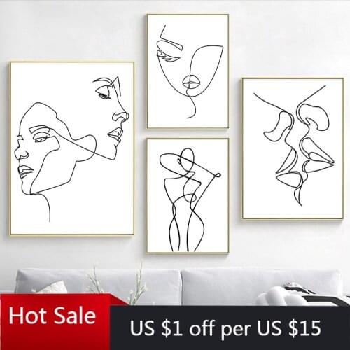 Nordic Minimalist Figures Line Sexy Woman Body Nude Canvas Painting Drawing Prints Wall Decor for Posters Aesthetic Room Decor