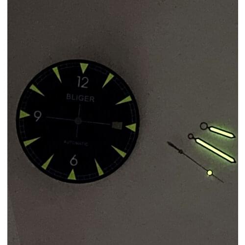 Bliger For NH35A NH36A Movement 33.5mm Watch Dial Hands Replacement Luminous Marks