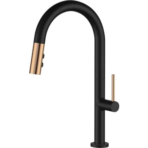 Kitchen Sink Faucets Brass Black Baking Painted Pull Out/Down Kitchen Mixer Tap Single Handle Hot and Cold Kitchen Crane Faucet