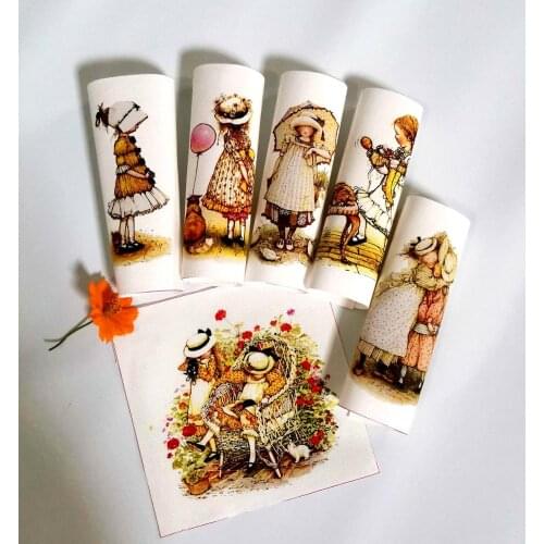 Syunss 1PCS Cute Retro Girl Printed Hand Dyed Cotton Linen Fabric Telas Sewing DIY Patchwork Hand Embroidery Quilt Bags Tecido