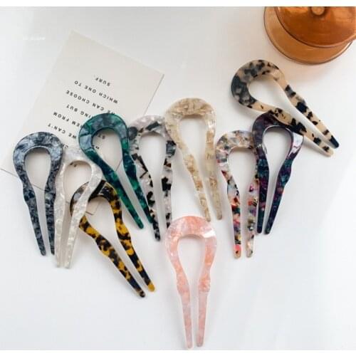Fashion Hair Sticks Hair Clips for Women Colorful Marble Texture Acetate Hair Clip Girls Hair Accessories Hair Sticks 2021 New