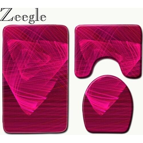 Zeegle 3D Geometric Pattern Shower Mat Microfibre Bath Mat Bathroom Mats Toilet Carpet Shower Carpet Non Slip Bathroom Rug