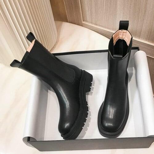 ZANPACE Womens Platform Heels Ankle Boots Designer Brand Luxury Women Shoes 2020 Winter Women Leather Autumn Chelsea Boots