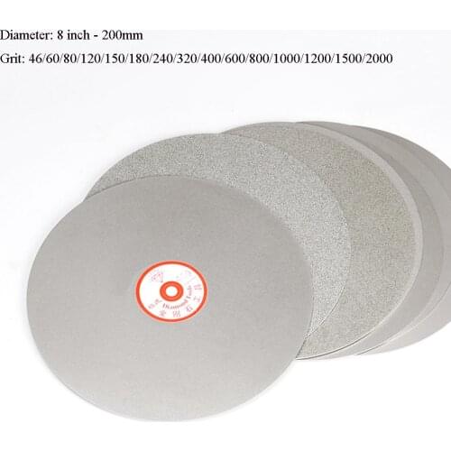 1PCS 8'' 200mm Diamond Coated Flat Lap Wheel Grinding Polish Disc Disk 46 - 2000 Grit
