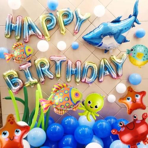 1pc Sea Animal Starfish Crab Octopus Hippocampus Foil balloon Ocean world Theme Birthday Party Decoration Globos Kids toy Ballon