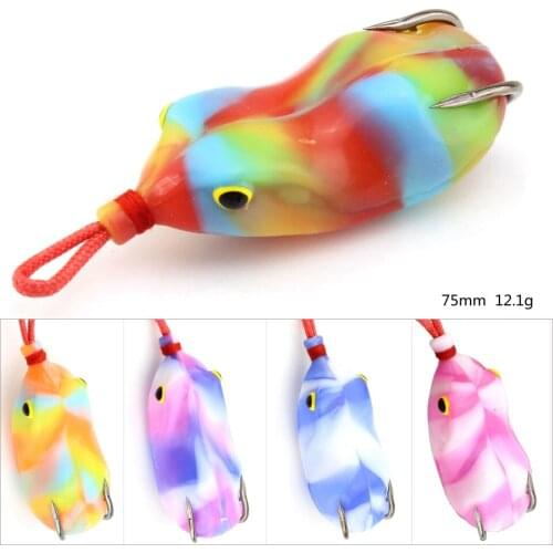 1PCS Colorful frog Soft Fishing Lure 75mm 12g Topwater Soft bait tube japan plastic fishing lures 2 treble hooks fishing fish