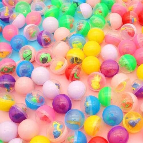 10pcs Transparent Plastic Surprise Ball Capsules Toy With Inside Different Figure Toy For Vending Machine Gift Color randomly