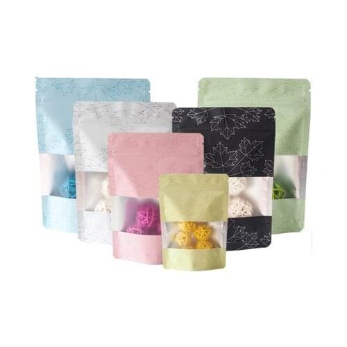 100pcs Transparent Printing Self-supporting Ziplock Bag Nut Candy Food Packaging Bags Dry Goods Plastic Sealed Pocket