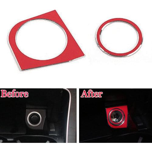 2pcs/set Aluminium Cigarette Cigar Lighter Cover Trim Frame Deocration For Benz C-Class GLC C180L GLC200 C260L 2012-2015