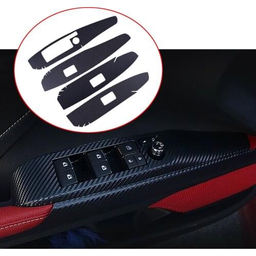 4pcs/set Vinyl Inner Window Lift Switch Button Panel Cover Door Armrest Sticker Trim Car fit for Toyota Camry 2018 2019 2020