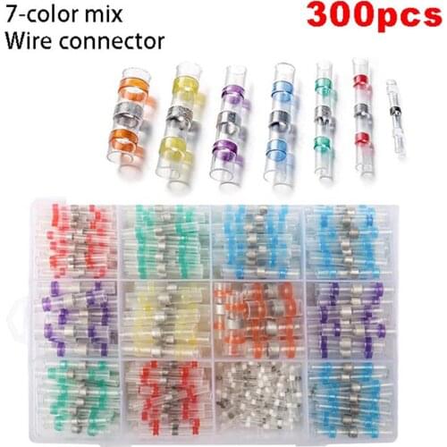 500/300/100Pcs Mixed Heat Shrink Butt Terminals Waterproof Solder Seal Sleeve Wire Connectors Cable Splice Terminal Kit for Car
