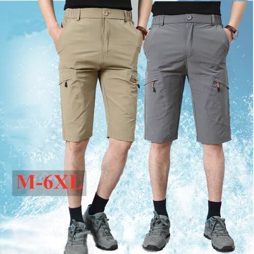 6XL Summer Thin Quick Dry Beach Shorts Mens Stretch Multi Pocket Army Cargo Shorts Outdoor Leisure Sports Hiking Climbing Shorts