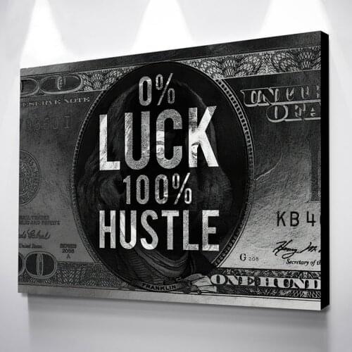 Black and White English LUCK Canvas Painting HUSTLE Posters and Prints Wall Art Pictures for Living Room Cuadros Home Decoration