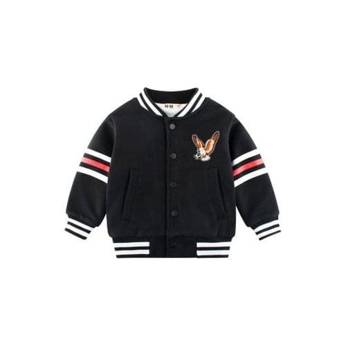 Childrens Striped Eagle Embroidery Sweater Baby Girls Cotton Warm Jacket Kids Boys Double Layer Thicken Flannel Zip Jackets