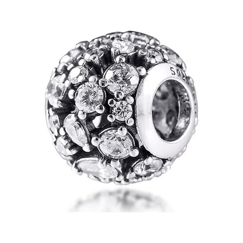 DIY Fits for Pandora Charms Bracelets Sparkling Round Openwork Beads 100% 925 Sterling-Silver-Jewelry Free Shipping