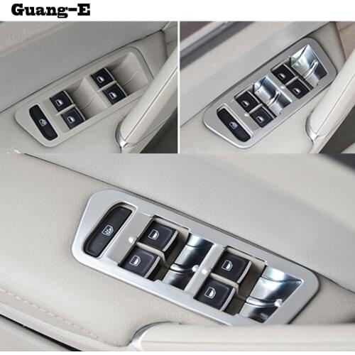 For Volkswagen Golf7 Golf 7 2014 2015 2016 2017 ABS Chrome Door Window Glass Inner Panel Armrest Lift Switch Button Trim Frame