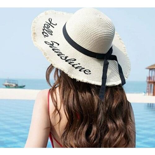 Sun Protective Wide Brim Swimwear Sun Hat Vibrant Design Summer Casual Wide Brim Straw Hat Beach Vacation Travel Accessories