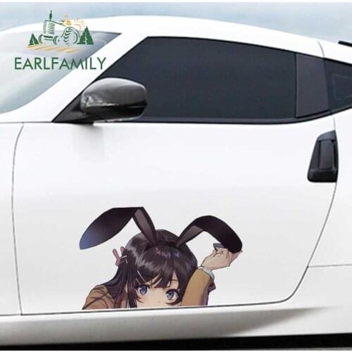 EARLFAMILY 43cm x 24.8cm For Bunny Girl Car Stickers Auto Car Door Protector Decal Trunk Windshield Caravan JDM VAN Sticker
