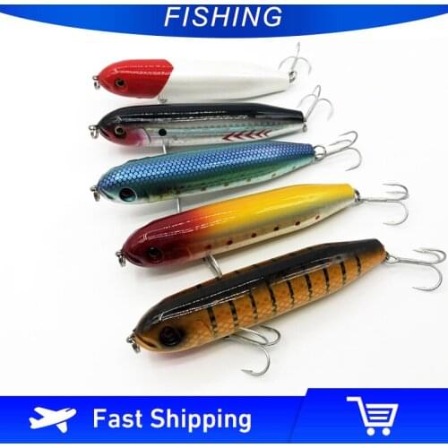 ILure High Quality Fishing Lure Pencil 102mm 19g VMC Hook 3D Eyes Topwater Bass Lure Fishing Tackle