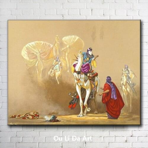 Classical figures Arab merchant camel desert scenery oil paintings canvas printing printed on canvas wall art decoration picture