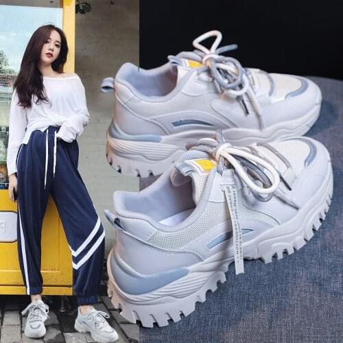 Womens Vulcanized Shoes Lace Up Ladies Platform Casual Comfort Shoes Women Chunky Sneakers Spring Female Footwear New Fashion