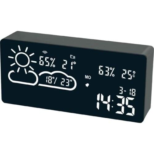 Weather Station Digital Alarm Clock Weather Thermometer LED Temperature Humidity APP Smart WIFI Forecast Monitor Clock