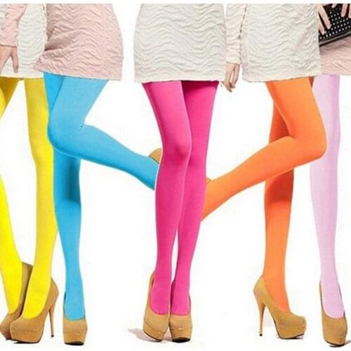Fashion Candy Colors Opaque Footed Socks Tights Slim Pantyhose Women Stockings Slimming Leg Stockings Female Stockings