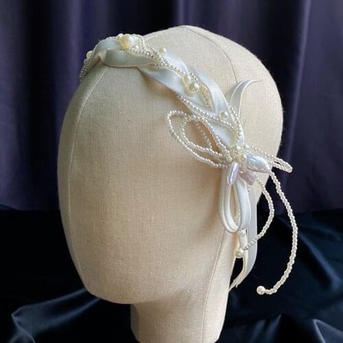 Mori White Flower Soft Hair Band Super Long headbands Wedding Dress Hair Accessories Bridal hair Jewelry