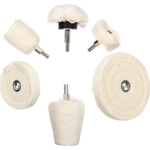 6Pcs Polishing Buffing Pad Mop Wheel Drill Kit Polishing Wheel Cloth Cotton Polishing Mops Pad For Rotary Metal Jewelry