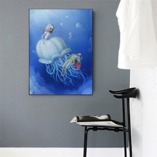 Wall Art Modular Doll Pictures Canvas Nicoletta Ceccoli Printed Girl Home Decor Fairy Tale World Posters Paintings For Office