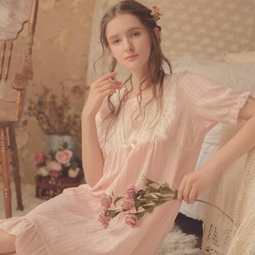 Ladies Night Wear Sleeping Gown Night Dress Women Sexy Long Sleeve Nightdress Retro Nightgown Lounge Dress Princess Sleepwear
